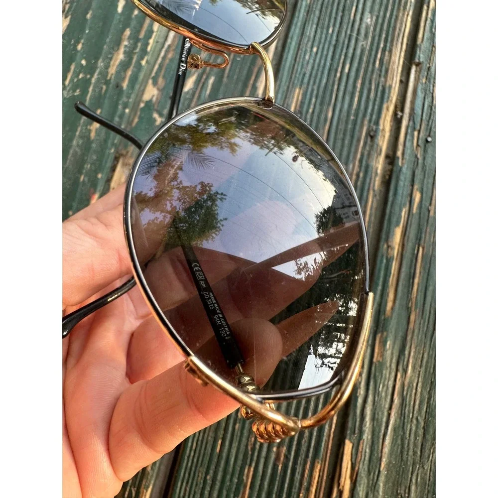 Christian Dior vtg Sunglasses Gold Tone CD 3525 94N Austria Damaged For Parts - Picture 5 of 9
